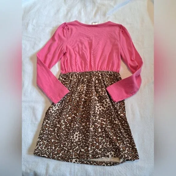 Gymboree girls size 8 jersey knit long sleeve dress, pink, tan & brown, EUC - Picture 3 of 3